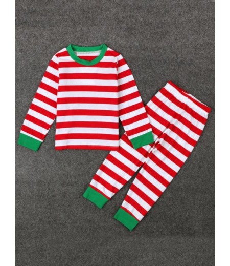 Kids Striped Christmas Pajamas Set