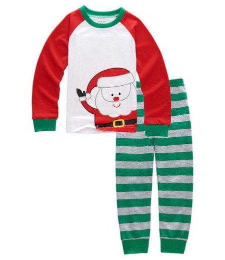 Santa Clause Print T-Shirt Stripe Pants Pyjamas Sets